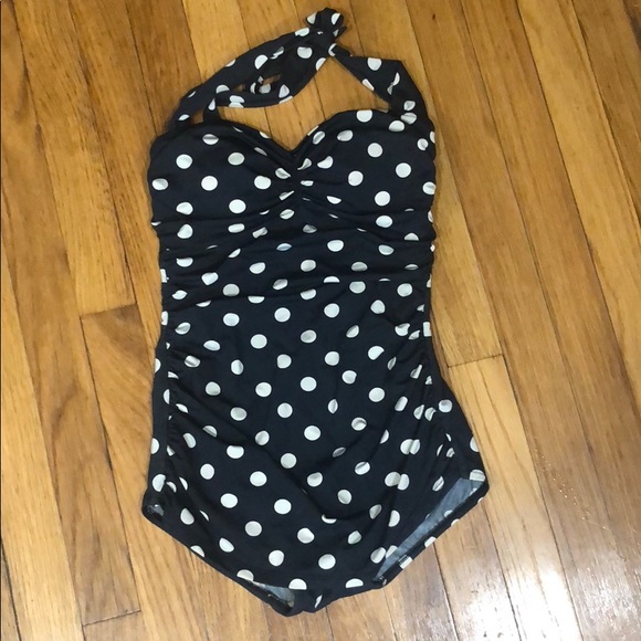 Navy blue & Ivory one piece bathing suit - Picture 2 of 3
